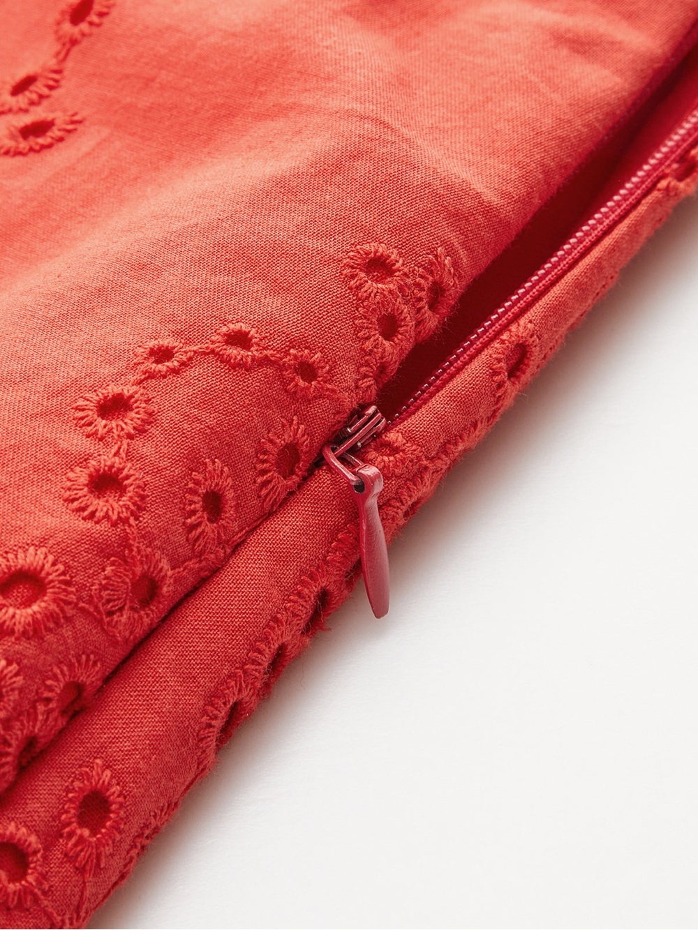 Commense Cotton Eyelet Embroidery Top Midi Skirt Set Red Size M NWT 2 Piece - Picture 13 of 15